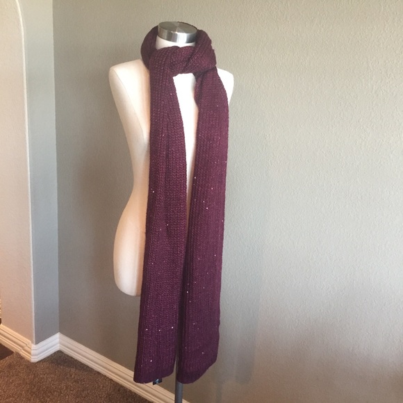 White House Black Market Sequined Port Colored Scarf - Picture 1 of 3